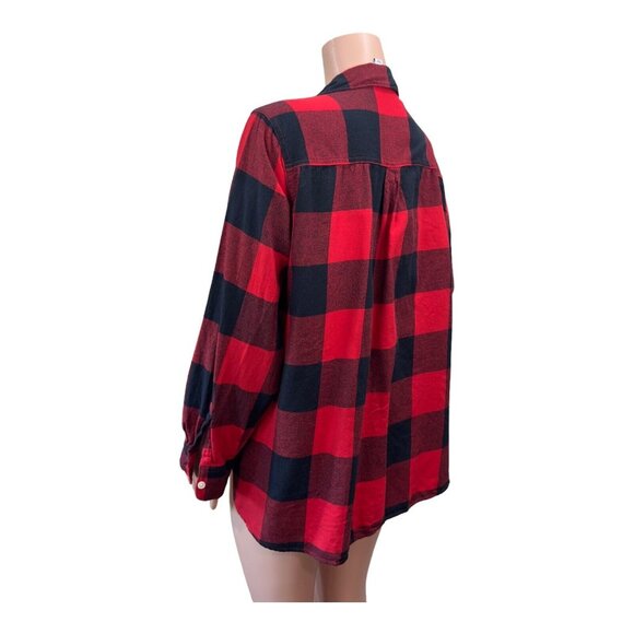 Old Navy Classic Red-Black Buffalo Plaid Button Down Flannal Shirt  Women SZ XXL - Picture 11 of 15